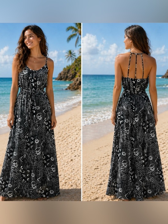 Dresses & Skirts - Mimmer Womens Summer dress Sexy Back  Sz M Tropical Floral